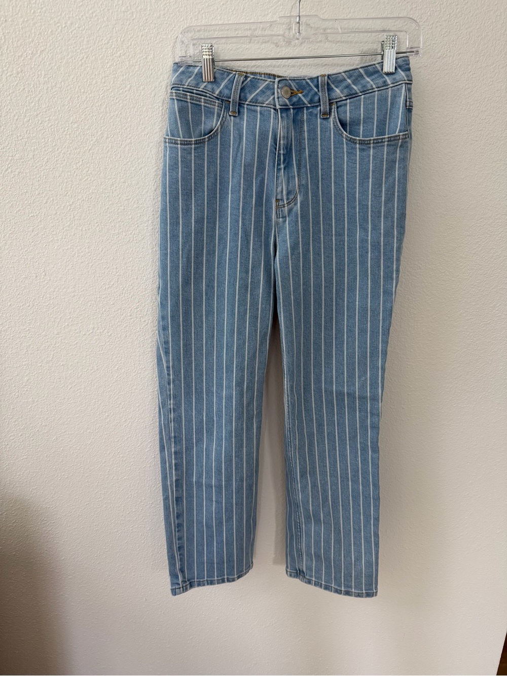 Wrangler High Rise Rodeo Straight Crop Striped Jeans Size 6